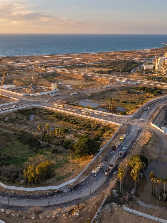 מתחם אשכול ממבט אווירי, רחובות משורטטים על קרקע פתוחה
